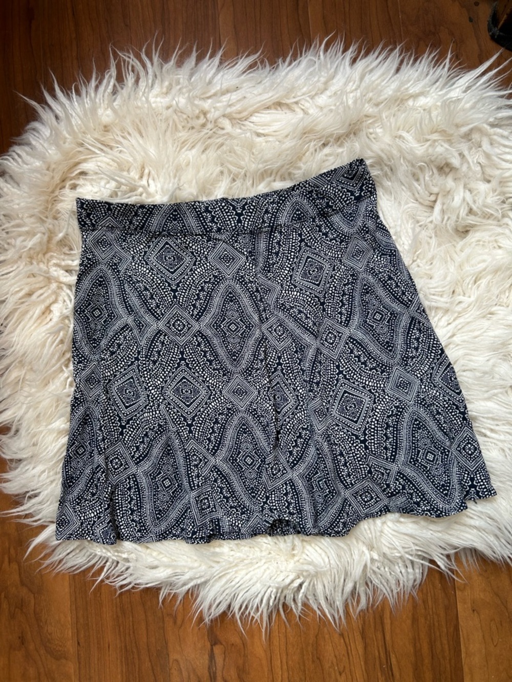 Navy & White Geo Print Mini Skirt